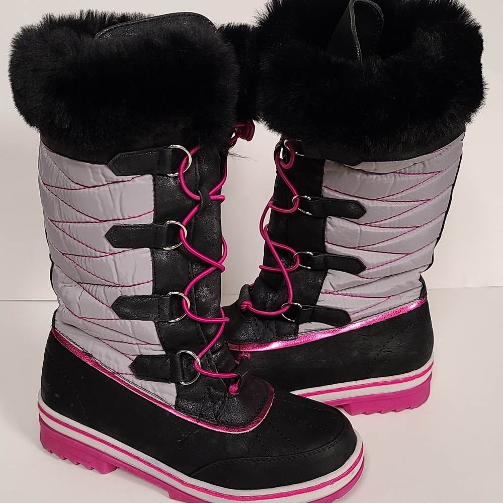 Justice Girls Size 4M Faux Fur Winter Snow Boots
